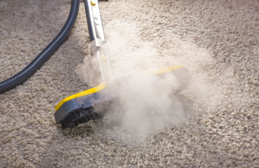 a carpet steam cleaner being used to deep clean a carpet