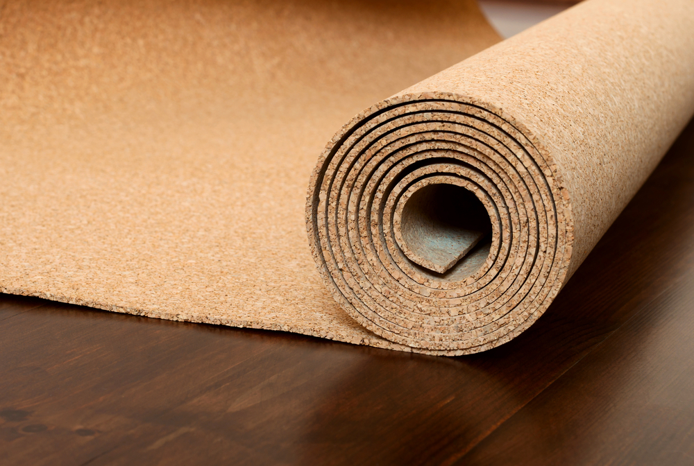 rolled-up cork flooring